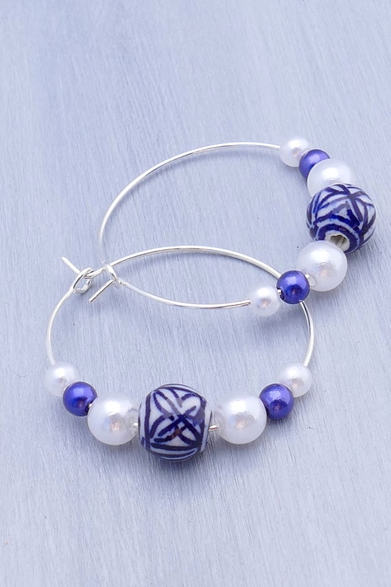 delft blue earrings delft blue style earrings blue white blue and white delft blue jewelry handmade in holland white and blue