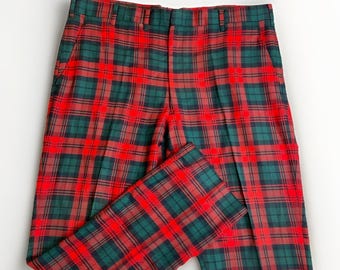 Men's Wool Plaid Pants Vintage Size 36  X 30