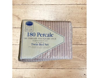 Atlantic Linens Twin Bed Sheet Set 180 Cotton Percale Striped 39 X 76