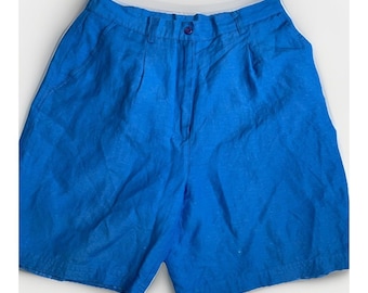 Spodenki bermudzkie Herman Geist Linen, rozmiar 16, niebieskie, z podszewką i plisami