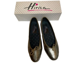 Bailarinas Hirica Zoe color bronce metalizado, fabricadas en Francia, estilo vintage Coquette Cottage, talla 10.