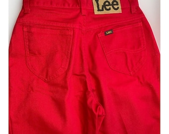 Vtg Lee Jeans Red Size 26x28 High Waist Straight Preppy Chic Western Retro Glam