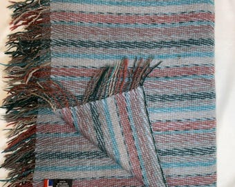 Manta de lana 100% Samband Landau de Islandia, a rayas, con flecos, estilo vintage, acogedora, hygge, 68x52