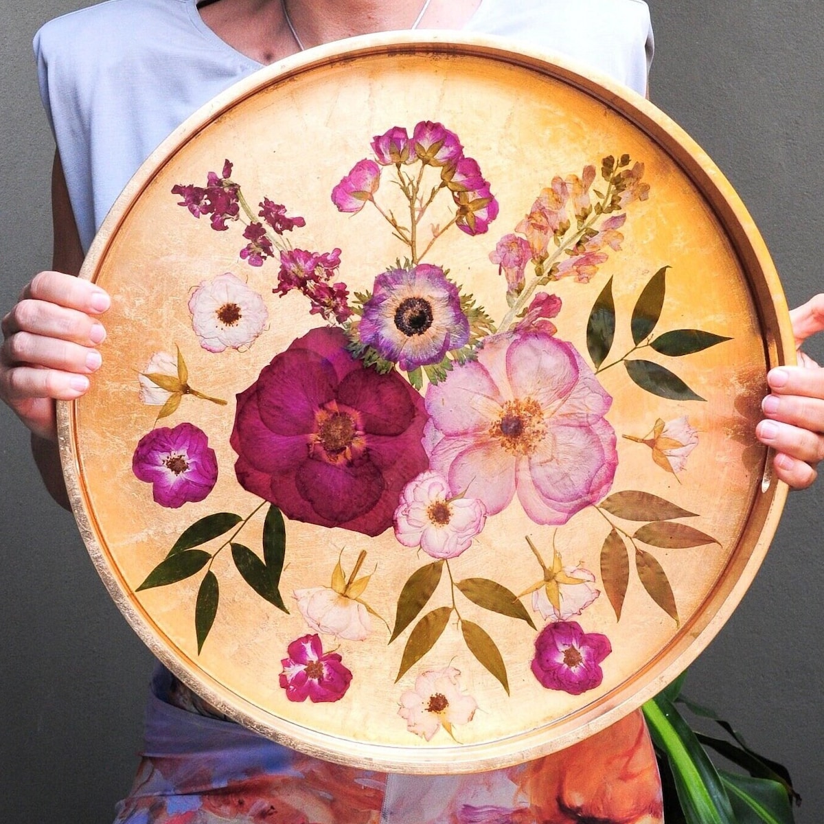 Custom Pressed Bridal Bouquet Preservation, Resin Tray (Etsy)