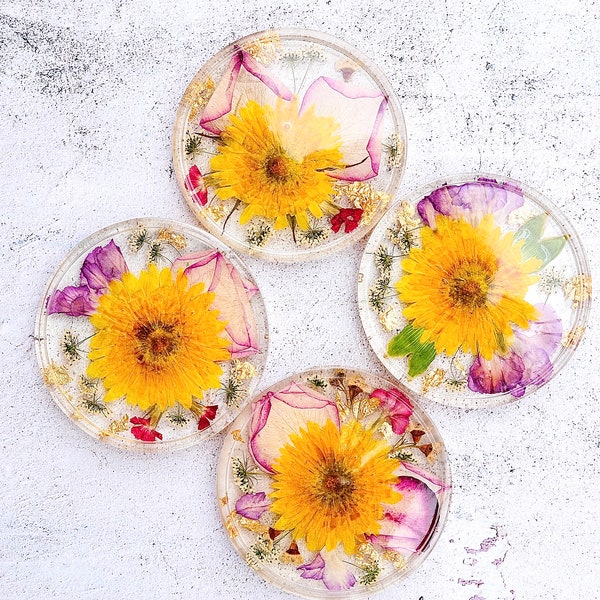 Custom resin coasters, Wedding bouquet preservation