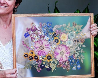 Framed Pressed Wedding Bouquet, Custom Flower Preservation