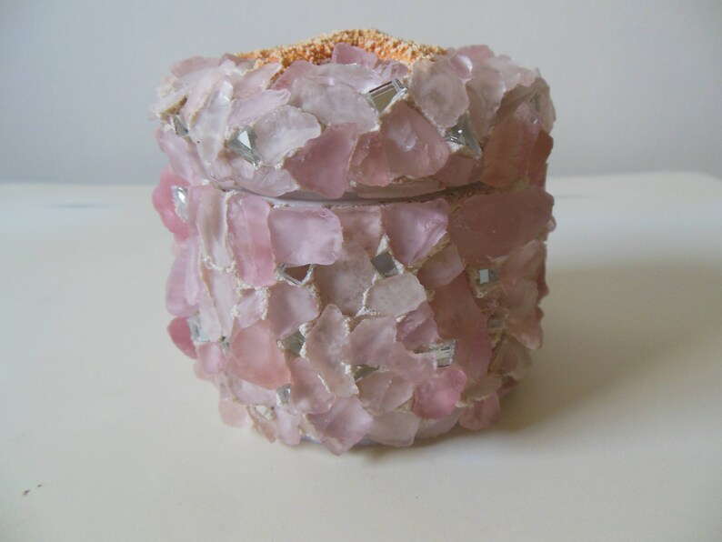 Mirror and Starfish Trinket Rose Quartz Jewelry Pink SeaGlass Gift Box