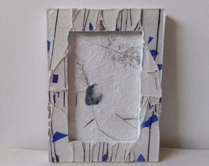 Handcrafted Mosaic Fused Stained Glass 4-inch x 6-inch Hanging or Standing, Vertical or Horizontal Frame With Glass