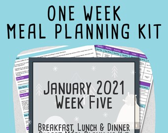 January 2021 Weekly Meal Planner - Week Five - 8 Day Budget Breakfast, Lunch & Dinner Meal Planner w/ Grocery List, Cookbook, and More