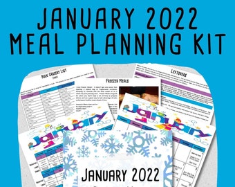 JANUARY 2022 Budget Monthly Meal Planner w/ Grocery List and Cookbook - PRINTABLE - Menu Plan - Budget Planner - Freezer Meal - Meal Plan