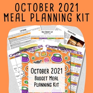 OCTOBER 2021 Budget Monthly Meal Planner w/ Grocery List and Cookbook PRINTABLE Menu Plan Budget Planner Freezer Meal Meal Plan image 1