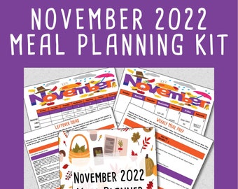 Meal Planner - November 2022 Meal Plan - Weekly Meal Plan with Grocery Lists, Cookbook