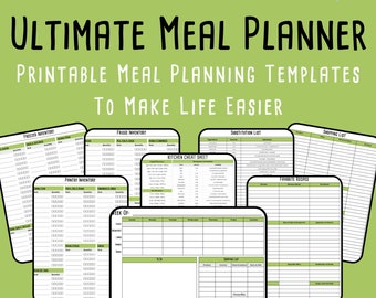 Ultimate Meal Planner - Weekly Meal Planner - Printable Meal Planning Templates - Kitchen Inventory - Grocery List - Kitchen Cheat Sheet