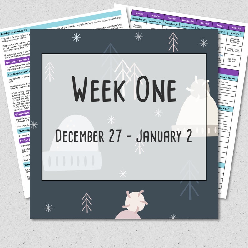 January 2021 Weekly Meal Planner Week One 7 Day Budget Breakfast, Lunch & Dinner Meal Planner w/ Grocery List, Cookbook, and More image 3