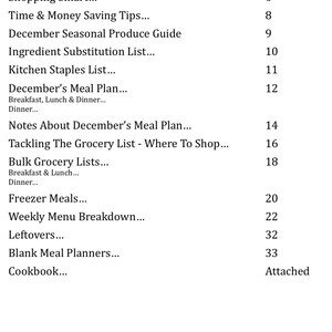 December 2020 Monthly Breakfast, Lunch and Dinner Budget Meal Planner w/ Grocery List, Cookbook, Freezer Meal Planner and More image 3