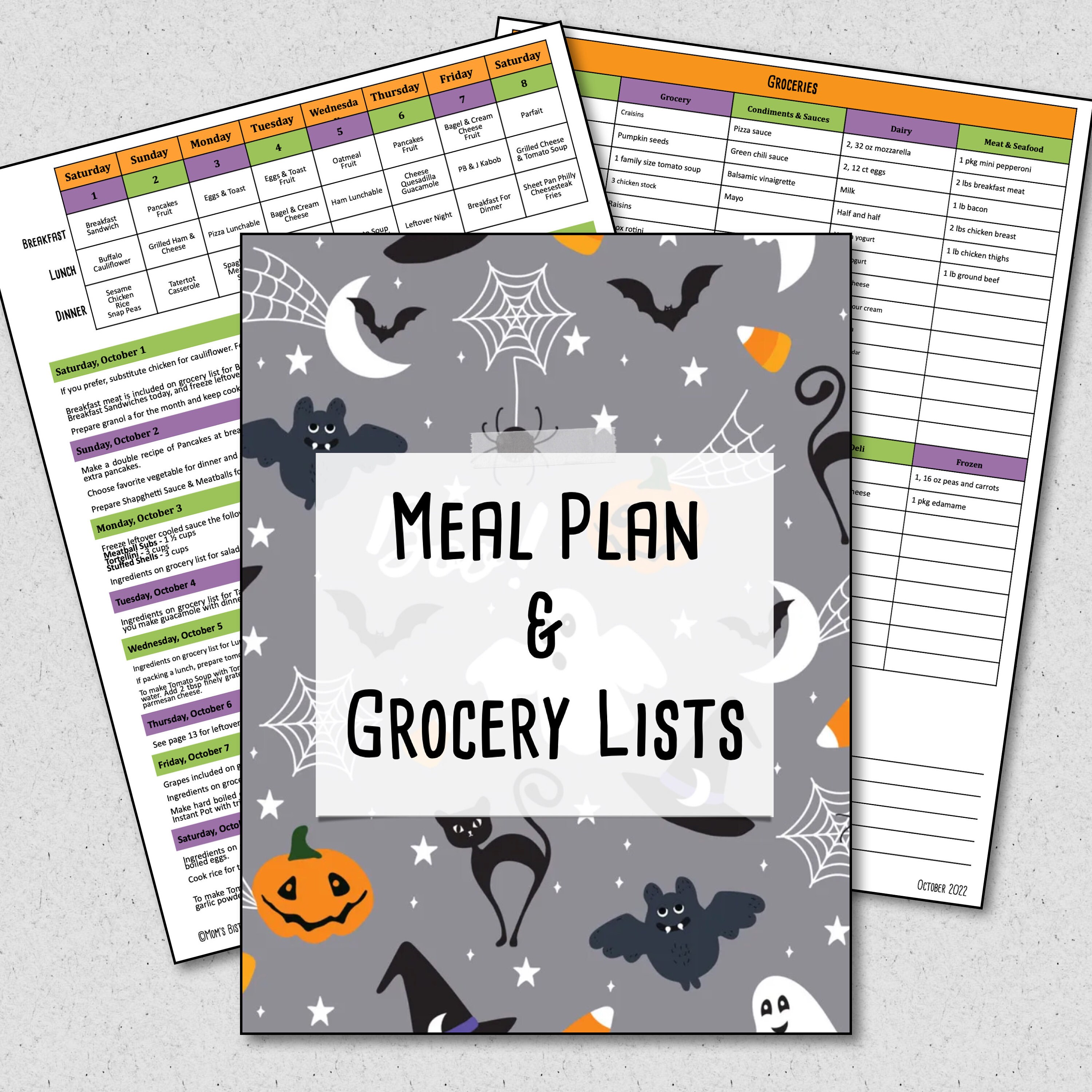 Printable Meal Plan October Meal Plan Monthly Meal Planner W/ Grocery ...