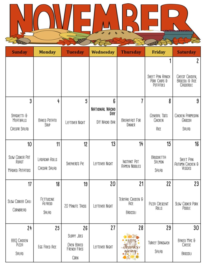 November 2019 Meal Planner Budget Monthly Weekly Meal Planner Etsy