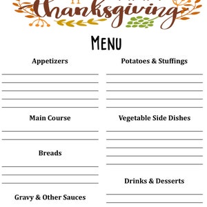 Thanksgiving Planner & Cookbook 60 Page Thanksgiving Planner Printable Planning Kit image 5