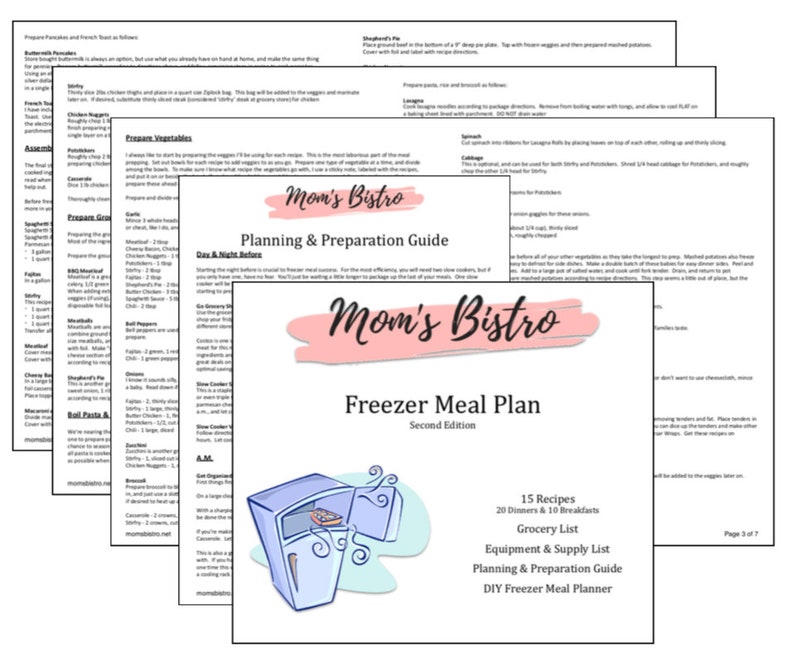 Freezer Meal Plan 2018 Detailed Freezer Meal Planning Guide with Recipes and Grocery List Budget Meal Plan Meal Planner Printable image 2