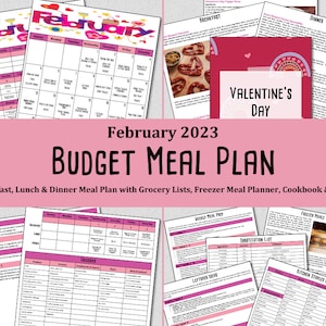 Budget Meal Plan & Grocery List - February Meal Planner - Budget Meal Planning - One Month Budget Meal Plan - Shopping List - Cookbook