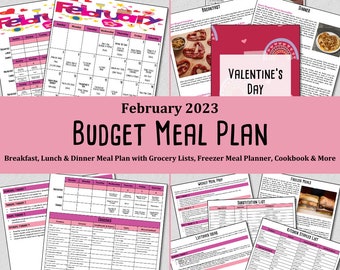 Budget Meal Plan & Grocery List - February Meal Planner - Budget Meal Planning - One Month Budget Meal Plan - Shopping List - Cookbook