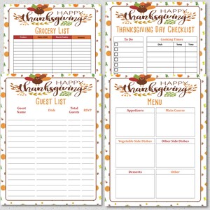 Thanksgiving Planner & Cookbook 60 Page Thanksgiving Planner Printable Planning Kit image 6