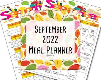 September 2022 Meal Plan & Cookbook - Printable Weekly Meal Plan and Grocery List - Family Meal Plan with BONUS Lunch Box Ideas Cookbook