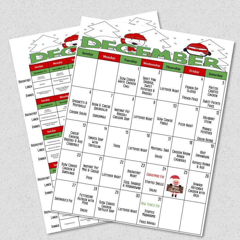 December 2020 Monthly Breakfast, Lunch and Dinner Budget Meal Planner w/ Grocery List, Cookbook, Freezer Meal Planner and More image 2