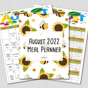 August 2022 Meal Planner - Printable Weekly Meal Plan & Grocery List - Meal Plan - Family Meal Plan - Budget Planner - School Planner