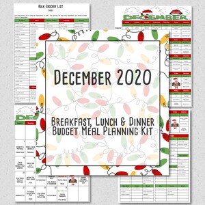 December 2020 Monthly Breakfast, Lunch and Dinner Budget Meal Planner w/ Grocery List, Cookbook, Freezer Meal Planner and More image 5