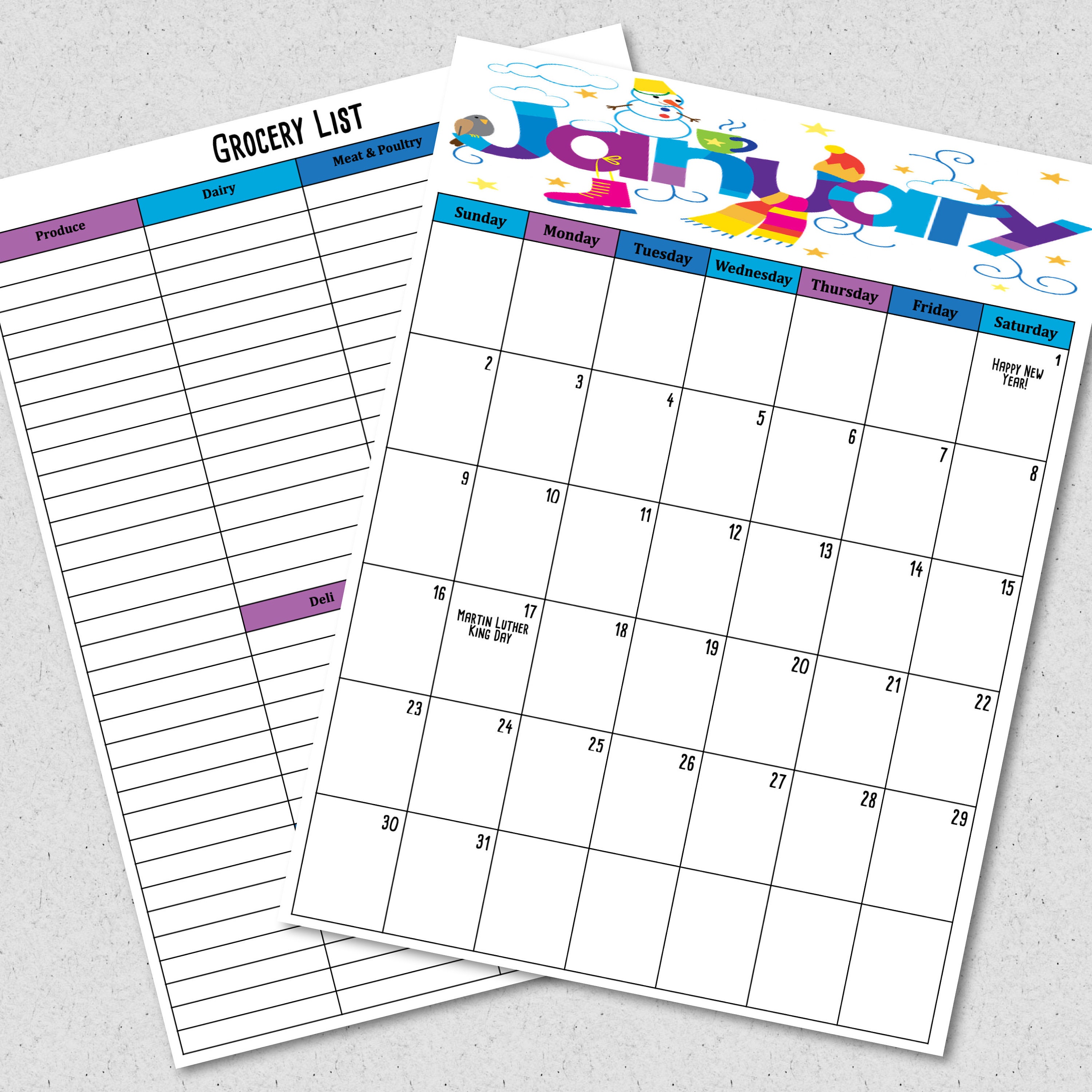Printable Weekly Meal Plan &amp; Grocery List Meal Planner W/ Cookbook ...