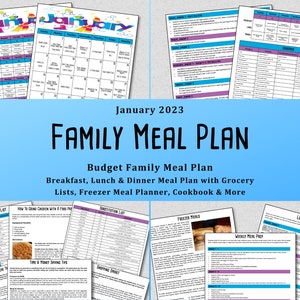 2023 Meal Planner January Meal Plan Printable Planner Budget Monthly Meal Plan with Grocery Lists and Recipes Weekly Meal Planner image 1