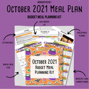 OCTOBER 2021 Budget Monthly Meal Planner w/ Grocery List and Cookbook PRINTABLE Menu Plan Budget Planner Freezer Meal Meal Plan image 3