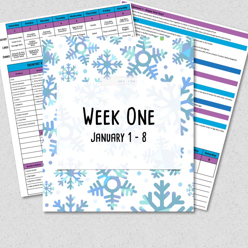 JANUARY 2022 Budget Monthly Meal Planner W/ Grocery List and Cookbook