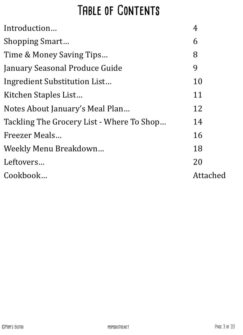 January 2021 Weekly Meal Planner Week One 7 Day Budget Breakfast, Lunch & Dinner Meal Planner w/ Grocery List, Cookbook, and More image 4