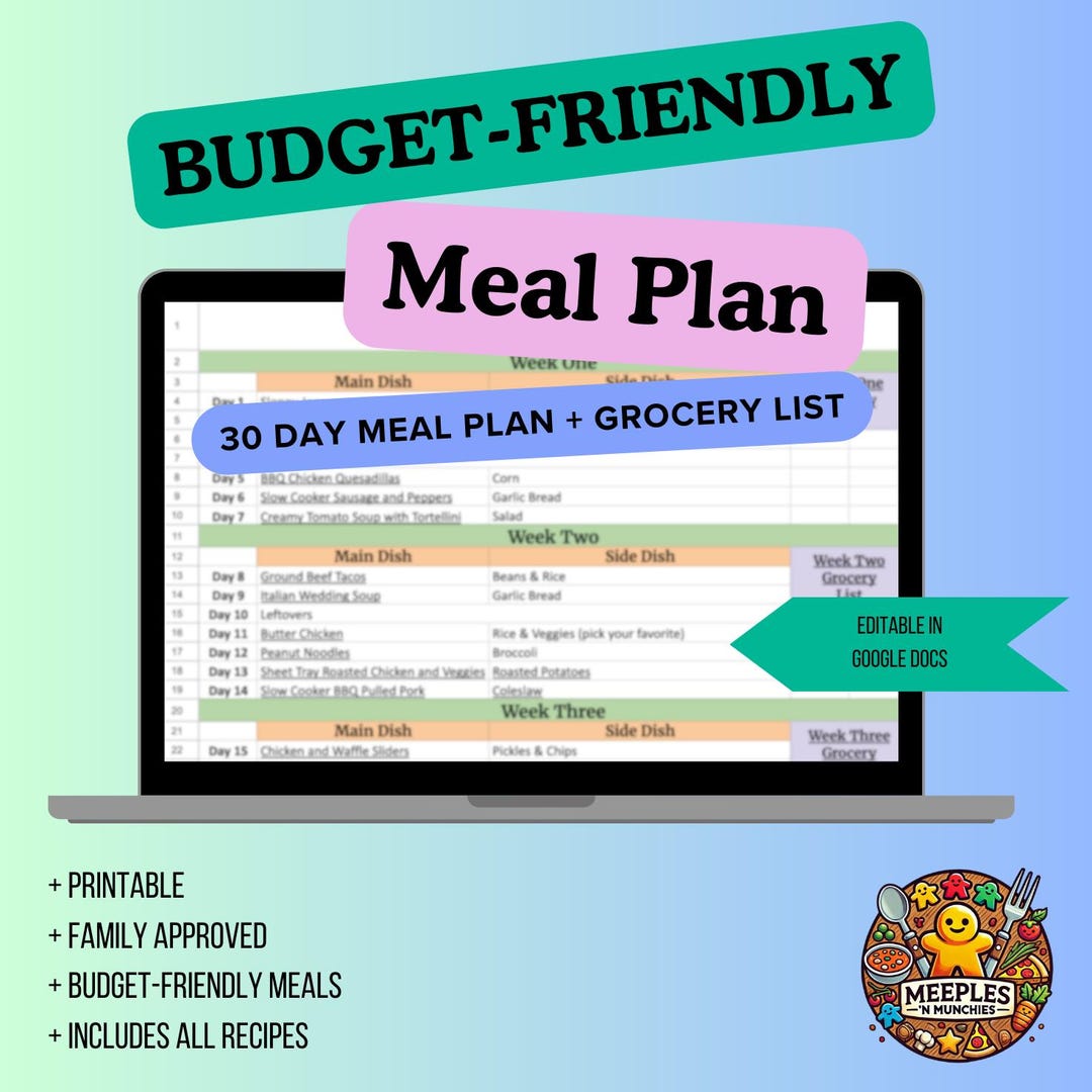 Printable Weekly Meal Plan + Grocery List | Budget-friendly, Family ...