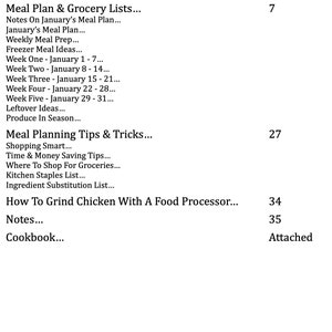2023 Meal Planner January Meal Plan Printable Planner Budget Monthly Meal Plan with Grocery Lists and Recipes Weekly Meal Planner image 6