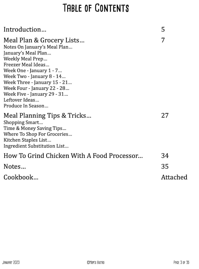 2023 Meal Planner January Meal Plan Printable Planner Budget Monthly Meal Plan with Grocery Lists and Recipes Weekly Meal Planner image 6