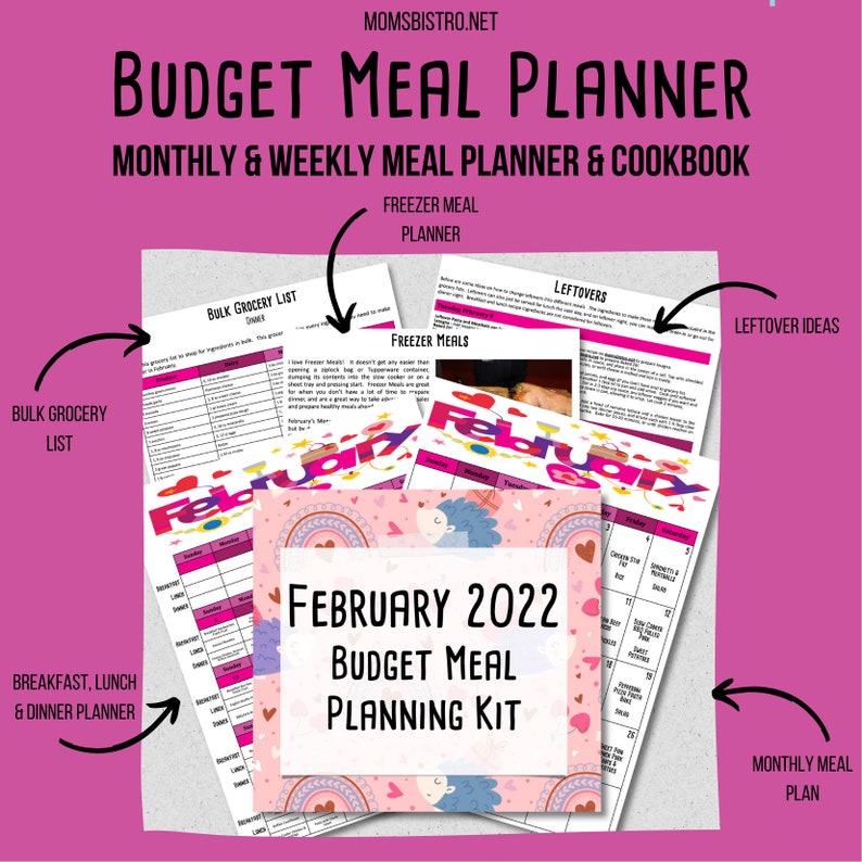 Printable Budget Monthly & Weekly Meal Planning Kit w/ Grocery Lists and Recipes BONUS Freezer Meal Planner Meal Planner Budget Plan image 9