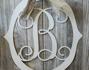 Wooden Door Hanger Initial H 157-Wedding sign