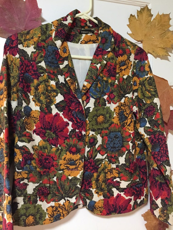 1960’s Floral Cropped Jacket Joseph Magnin Size 10