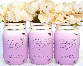 Mason Gläser Bulk Ombre Mason Gläser, lila Mason Gläser, Mason Jar Dekor, Wohnheim Dekor, College-Dekor, lackiert Einweckgläser, Hochzeit