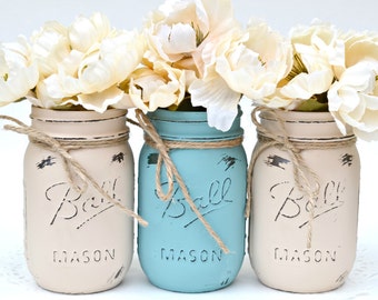 Bemalte Mason-Jars, Rustic Mason Jars, Distressed Mason Jars, Vintage Decor, Rustic Decor, Ball Jar Decor, Chic Decor, Bauernhaus Decor, Jars