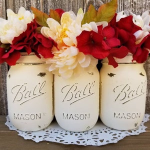 Mason Jar Centerpieces, Mason Jars with Flowers, Floral Decor, Spring Decor, Cottage Chic Decor, Floral Centerpiece, Ball Jar Centerpiece image 1