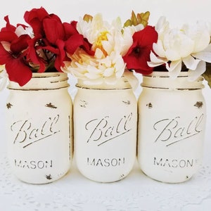 Mason Jar Centerpieces, Mason Jars with Flowers, Floral Decor, Spring Decor, Cottage Chic Decor, Floral Centerpiece, Ball Jar Centerpiece image 5