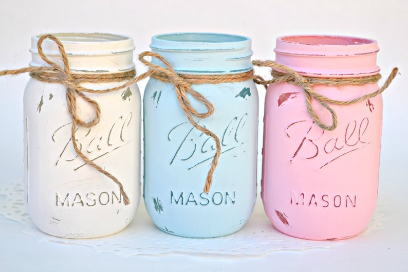 Painted Mason Jars Mason Jar Decor Nursery Decor Baby Etsy
