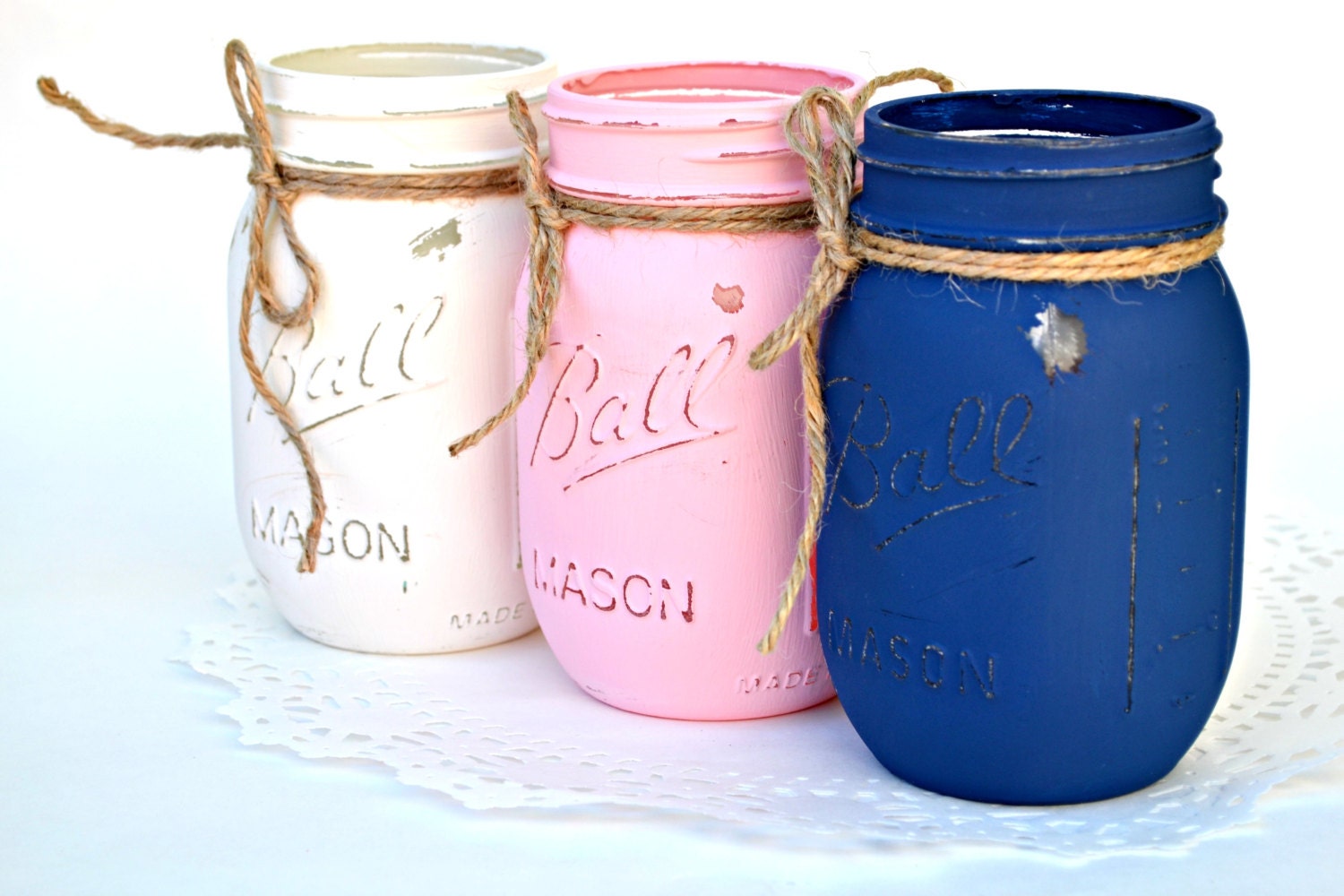 Painted Mason Jars Mason Jar Decor Wedding Centerpiece Etsy