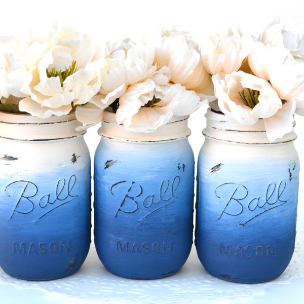 Blue Mason Jar - Etsy