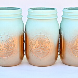 Mason Jars Bulk, Gold Mason Jars, Mint Decor, Painted Mason Jars, Dorm Decor, Spring Decor, Spring Centerpiece, Wedding Jars, Mason Jar Deco image 4