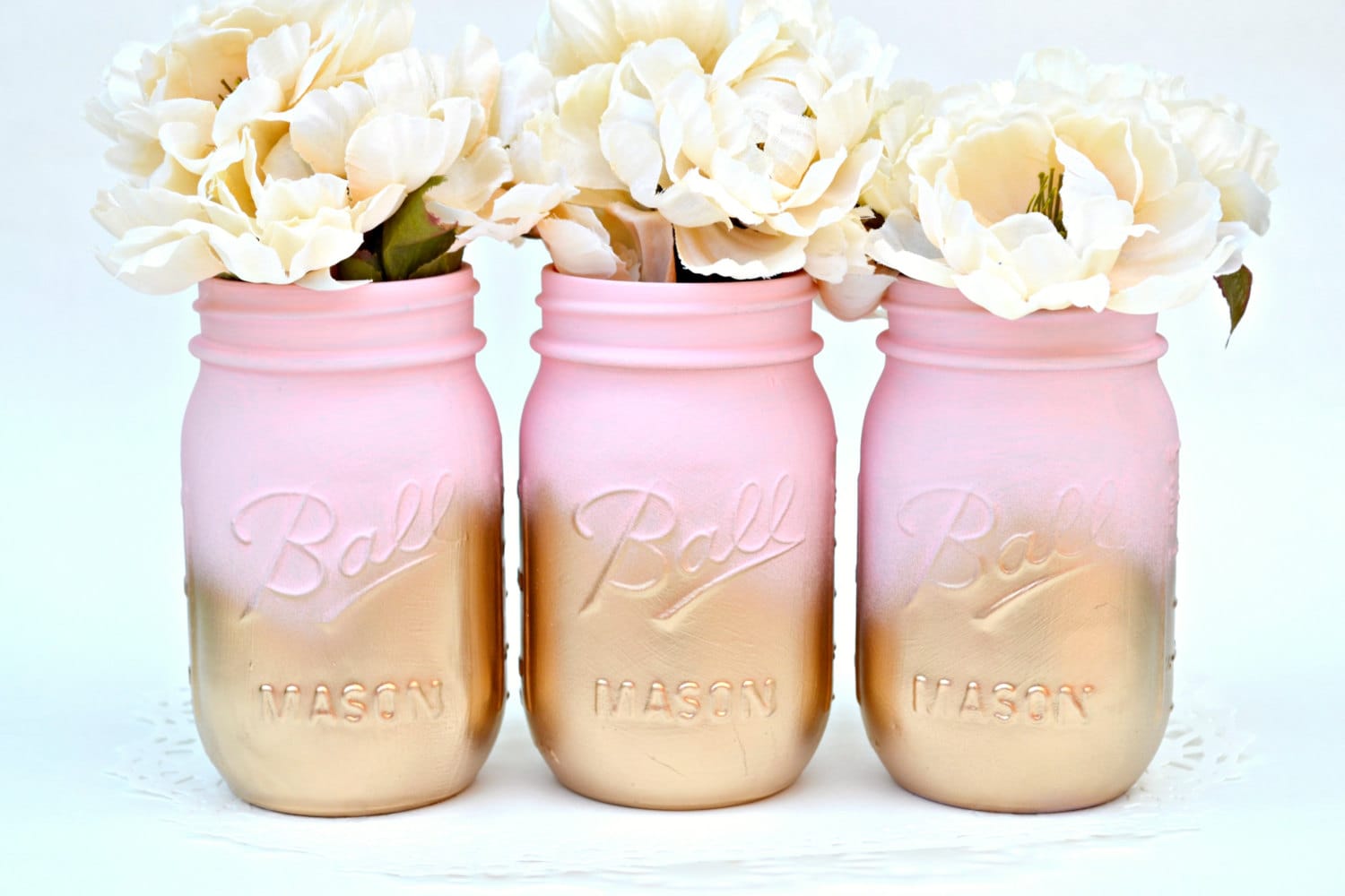 Mason Jars Bulk Painted Jars Mason Jars Pink Jars Gold Etsy